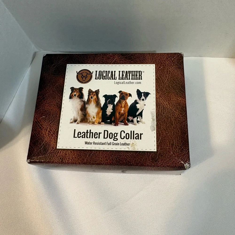 Logical Leather Brown full grain Leather Dog Collar Water‎ Resistant small